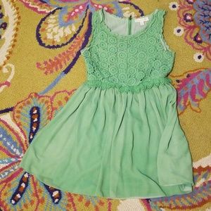 Green boutique dress with embroidery top